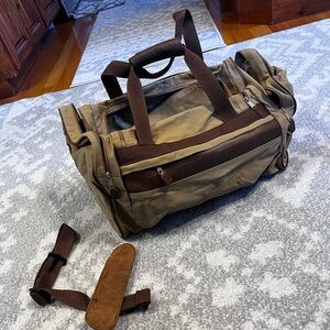 VINTAGE Ford Eddie Bauer Duffle Bag Canvas Tan Weekender Military Pine Tree Rare